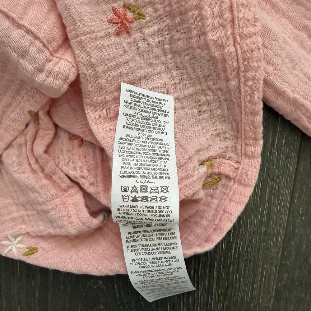 Boden Double Cloth Pink Floral‎ Embroidered Girl Long Sleeve Blouse 11-12Y Boho